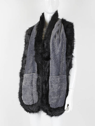 SCARF   FAUX FUR TRIM  KHF99833GRY - Scarvesnthangs
 - 2