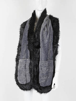 SCARF   FAUX FUR TRIM  KHF99833GRY