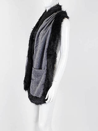 SCARF   FAUX FUR TRIM  KHF99833GRY - Scarvesnthangs
 - 3
