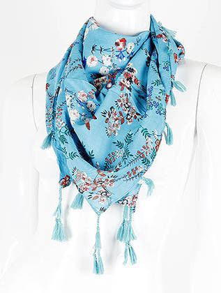 SCARF   FLORAL PRINT  KHF99852BLU - Scarvesnthangs
 - 1