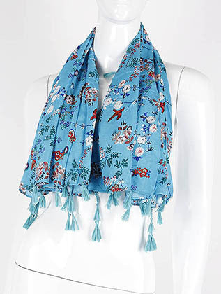 SCARF   FLORAL PRINT  KHF99852BLU - Scarvesnthangs
 - 3