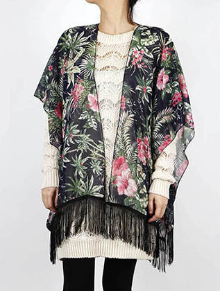 SCARF   FLORAL PRINT  KHF99911NVY - Scarvesnthangs
 - 1