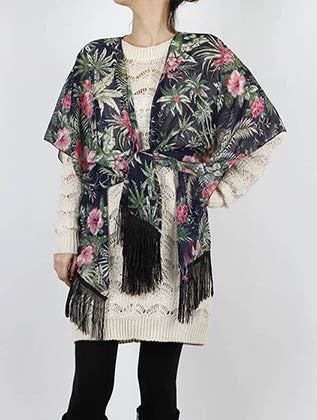 SCARF   FLORAL PRINT  KHF99911NVY - Scarvesnthangs
 - 3