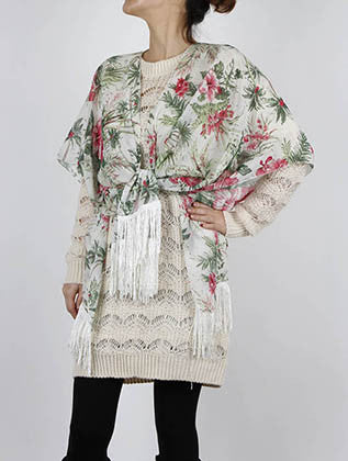 SCARF   FLORAL PRINT  KHF99911WHT - Scarvesnthangs
 - 3