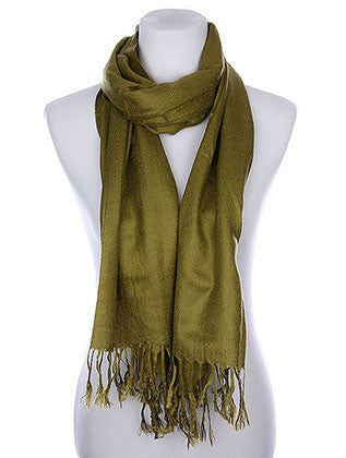 SCARF   FRINGED  KYF1001OLV - Scarvesnthangs
 - 1