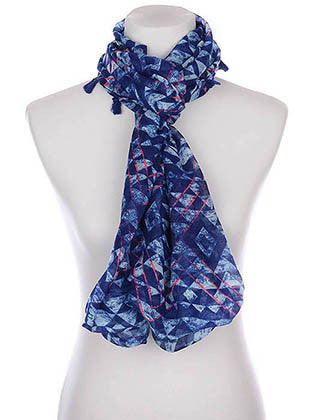 SCARF   TRIANGULAR PRINT  KYF1003BLU - Scarvesnthangs
 - 3