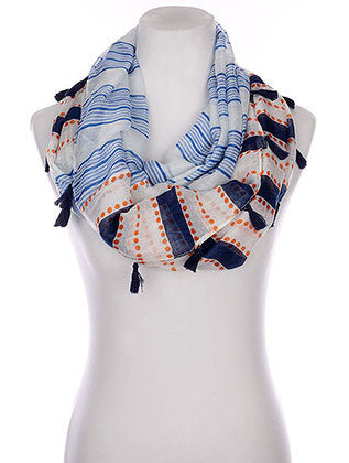 SCARF   STRIPE DOT PRINT  KYF1005BLU