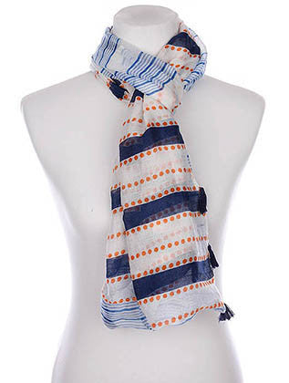 SCARF   STRIPE DOT PRINT  KYF1005BLU - Scarvesnthangs
 - 3
