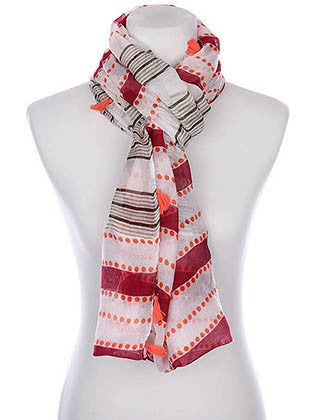 SCARF   STRIPE DOT PRINT  KYF1007ORG - Scarvesnthangs
 - 3