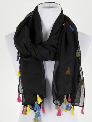 SCARF   TASSEL EDGE  KYF20001BLK
