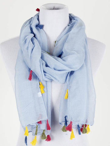 SCARF   TASSEL EDGE  KYF20001BLU - Scarvesnthangs
 - 2