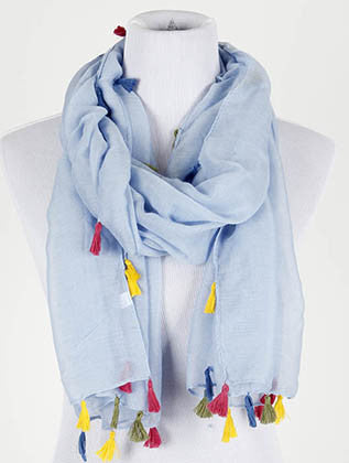 SCARF   TASSEL EDGE  KYF20001BLU