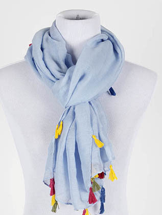 SCARF   TASSEL EDGE  KYF20001BLU - Scarvesnthangs
 - 3
