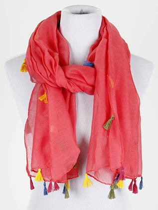 SCARF   TASSEL EDGE  KYF20001COR - Scarvesnthangs
 - 1