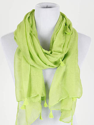 SCARF   TASSEL EDGE  KYF20001GRN