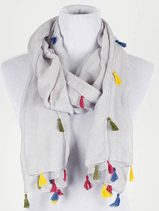 SCARF   TASSEL EDGE  KYF20001GRY - Scarvesnthangs
 - 1