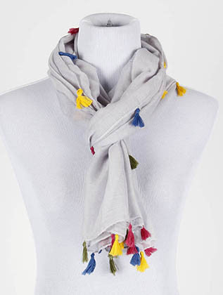 SCARF   TASSEL EDGE  KYF20001GRY - Scarvesnthangs
 - 3