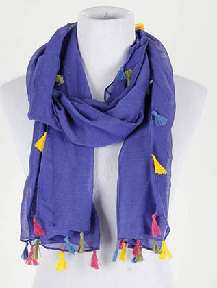 SCARF   TASSEL EDGE  KYF20001NVY - Scarvesnthangs
 - 1