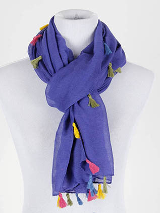 SCARF   TASSEL EDGE  KYF20001NVY - Scarvesnthangs
 - 3
