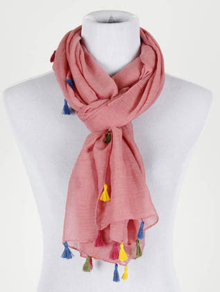 SCARF   TASSEL EDGE  KYF20001PKD - Scarvesnthangs
 - 3
