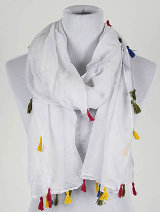 SCARF   TASSEL EDGE  KYF20001WHT - Scarvesnthangs
 - 1