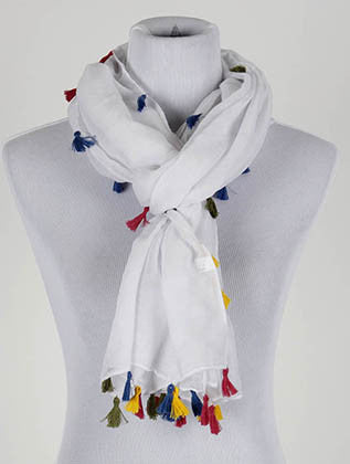 SCARF   TASSEL EDGE  KYF20001WHT - Scarvesnthangs
 - 3