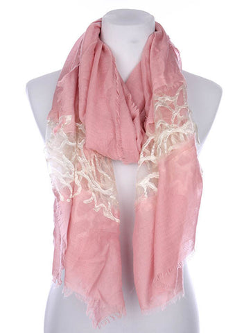 SCARF   ROSE PATTERN EMBROIDERED  KYF7002DPNK - Scarvesnthangs
 - 2