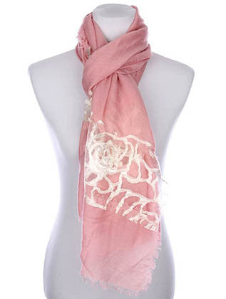 SCARF   ROSE PATTERN EMBROIDERED  KYF7002DPNK - Scarvesnthangs
 - 3