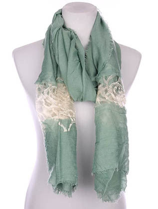 SCARF   ROSE PATTERN EMBROIDERED  KYF7002MIN - Scarvesnthangs
 - 1