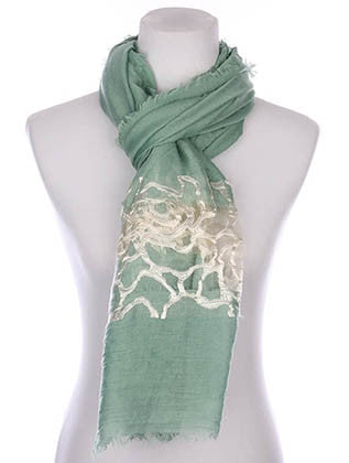 SCARF   ROSE PATTERN EMBROIDERED  KYF7002MIN - Scarvesnthangs
 - 3