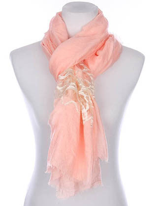 SCARF   ROSE PATTERN EMBROIDERED  KYF7002PNK - Scarvesnthangs
 - 3