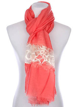 SCARF   ROSE PATTERN EMBROIDERED  KYF7002RED - Scarvesnthangs
 - 3