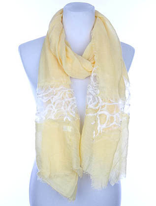 SCARF   ROSE PATTERN EMBROIDERED  KYF7002YEW - Scarvesnthangs
 - 1