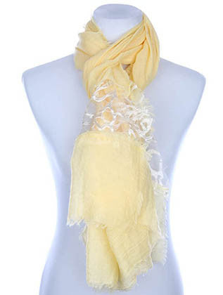 SCARF   ROSE PATTERN EMBROIDERED  KYF7002YEW - Scarvesnthangs
 - 3