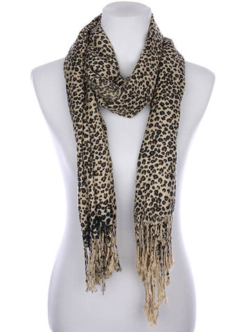 SCARF   LEOPARD PRINT  KYF7014BEG - Scarvesnthangs
 - 2