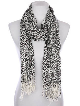 SCARF   LEOPARD PRINT  KYF7014WHT