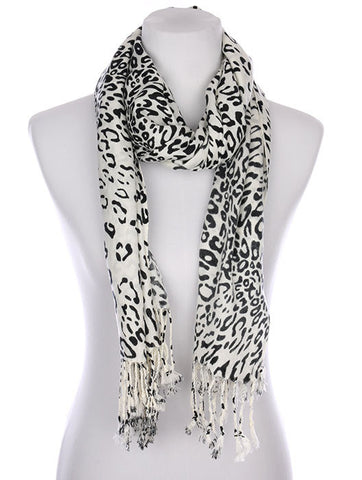 SCARF   LEOPARD PRINT  KYF7015WHT - Scarvesnthangs
 - 2