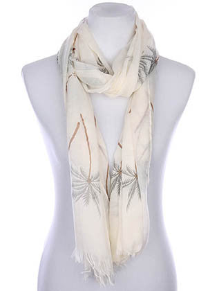 SCARF   PALM TREE PRINT  KYF7019GRY - Scarvesnthangs
 - 1