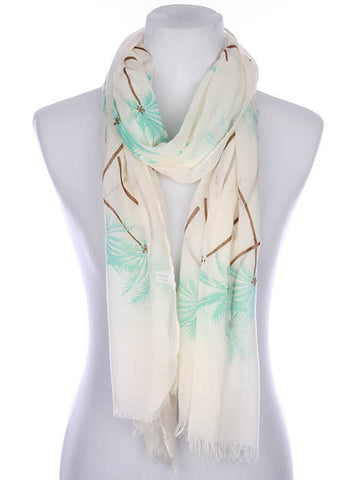 SCARF   PALM TREE PRINT  KYF7019MIN - Scarvesnthangs
 - 2