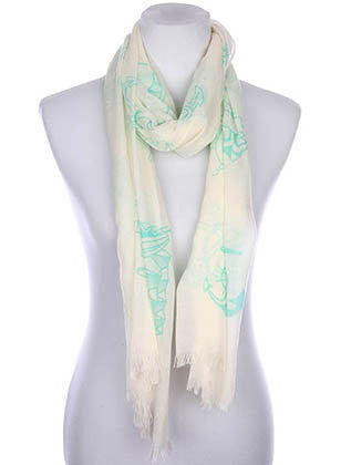 SCARF   NAUTICAL PRINT  KYF7020GRN - Scarvesnthangs
 - 1