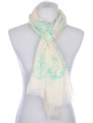 SCARF   NAUTICAL PRINT  KYF7020GRN - Scarvesnthangs
 - 3