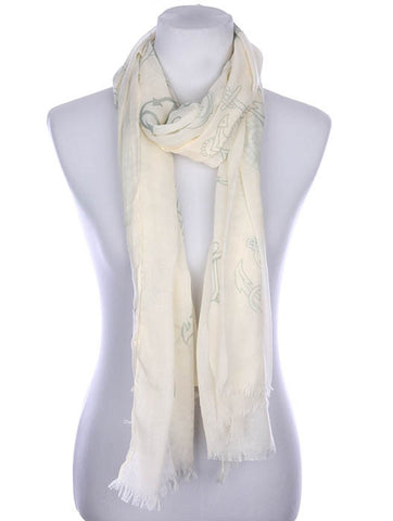SCARF   NAUTICAL PRINT  KYF7020GRY - Scarvesnthangs
 - 2
