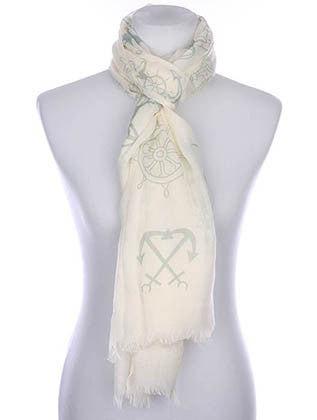 SCARF   NAUTICAL PRINT  KYF7020GRY - Scarvesnthangs
 - 3
