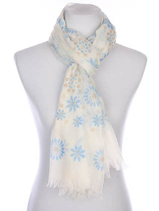 SCARF   FLORAL PRINT  KYF7021BLU - Scarvesnthangs
 - 3