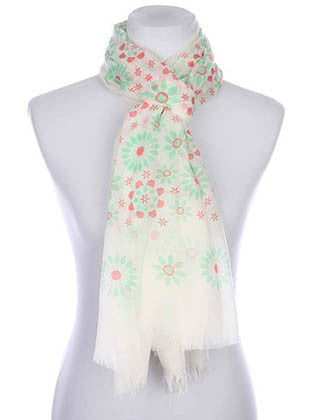 SCARF   FLORAL PRINT  KYF7021GRN - Scarvesnthangs
 - 3