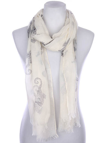 SCARF   SEAHORSE PRINT  KYF7022BLK - Scarvesnthangs
 - 2