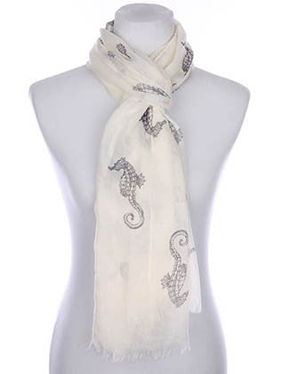 SCARF   SEAHORSE PRINT  KYF7022BLK - Scarvesnthangs
 - 3
