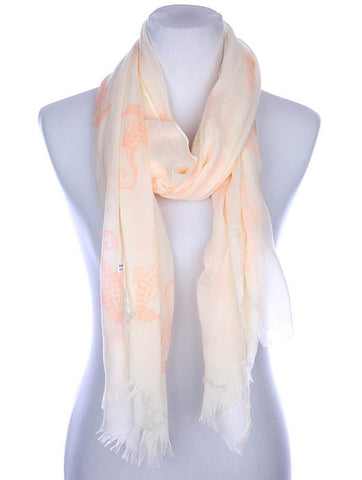SCARF   SEAHORSE PRINT  KYF7022ORG - Scarvesnthangs
 - 2