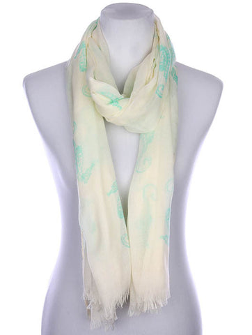 SCARF   SEAHORSE PRINT  KYF7022TEL - Scarvesnthangs
 - 2
