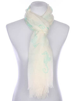 SCARF   SEAHORSE PRINT  KYF7022TEL - Scarvesnthangs
 - 3